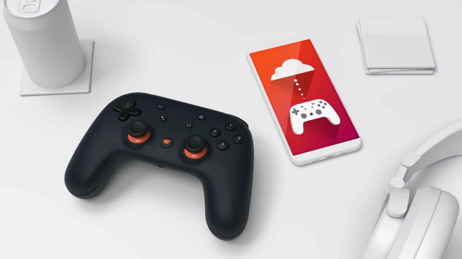 Fechamento De Uma Controladora De Jogos Do Google Stadia Sendo